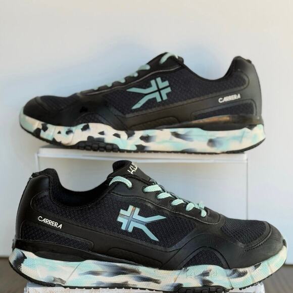 Kuru Carrera Womens 9.5 Comfort Running, Walking Sneakers Black, Sky Blue 9.5 - Picture 1 of 9